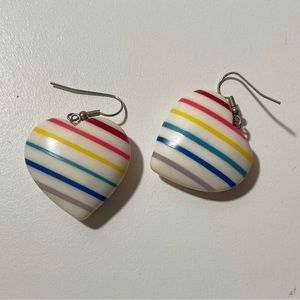 1980’s rainbow heart dangle earrings